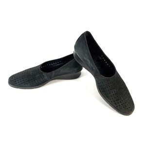 ECCO Felicia Black Nubuck Perforated Wedge Shoes Size EU 42 US 11 -11.5